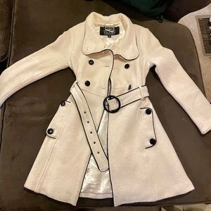 White and black pea coat